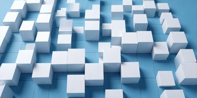 The primary subject of the image is a blue and white checkered floor. The setting is a blue background, and the visual style is a digital art or illustration. The dominant colors are blue and white, creating a calm and soothing atmosphere.