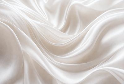 The primary subject of the image is a white sheet of fabric, which is the main object, scene, or focus of the image. The setting or background consists of a white surface, possibly a wall or a table. The visual style of the image is a close-up of the fabric, showcasing its texture and details. The colors and mood of the image are predominantly white, giving it a clean and serene atmosphere.