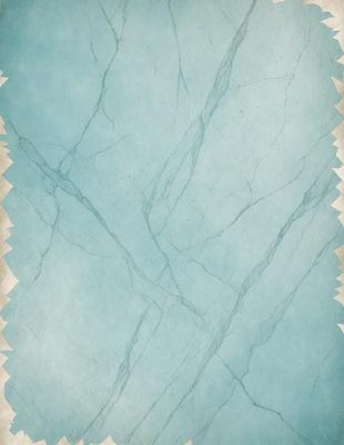 The primary subject of the image is a marble-like surface with a blue tint. The setting is a stone wall, and the visual style is a combination of a photo and a drawing. The colors and mood of the image are predominantly blue, creating a calm and serene atmosphere.