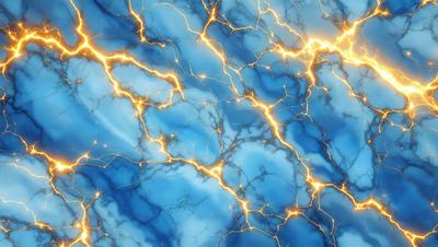 The primary subject of the image is a blue marble wall with yellow streaks. The setting is a blue and yellow marble wall, and the visual style is a photo. The dominant colors are blue and yellow, creating a vibrant and lively atmosphere.