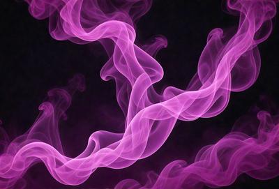 The primary subject of the image is a purple smoke or mist, which appears to be a digital art or illustration. The setting is a dark background, which contrasts with the purple smoke. The visual style gives the impression of a surreal or dreamy atmosphere. The dominant colors are purple and pink, creating a calming and serene mood.