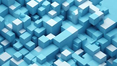 The primary subject of the image is a blue, three-dimensional grid pattern. The setting is a blue background, which creates a visually appealing contrast with the grid pattern. The visual style is a digital art or illustration, as the grid pattern is created using a computer or digital tools. The colors and mood of the image are predominantly blue, giving it a calm and serene atmosphere.