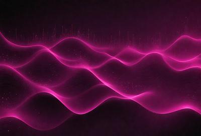The primary subject of the image is a large, pink wave. The wave is the main focus of the image, and it is set against a dark background. The visual style of the image is digital art, as it appears to be a computer-generated or manipulated image. The dominant colors in the image are pink and purple, creating a vibrant and energetic atmosphere.