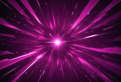 The primary subject of the image is a purple light, which appears to be a bright, pink star. The setting is a dark background, which contrasts with the bright purple light. The visual style of the image is a digital art or illustration, as it is a colorful and vibrant representation of a star. The colors and mood of the image are predominantly purple and pink, creating a sense of energy and excitement.
