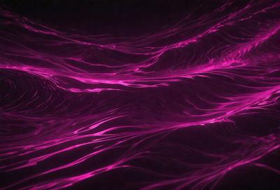 The primary subject of the image is a purple, pink, and blue wave-like pattern. The setting is a dark background, which contrasts with the vibrant colors of the wave pattern. The visual style appears to be a digital art or illustration, as the colors and patterns are not typical of a photo. The dominant colors are purple, pink, and blue, creating a calming and serene atmosphere.