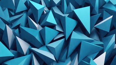 The primary subject of the image is a large blue triangular shape, which is part of a larger blue pattern. The setting is a blue background, and the visual style is a digital art or illustration. The dominant colors are blue and white, creating a calm and soothing atmosphere.