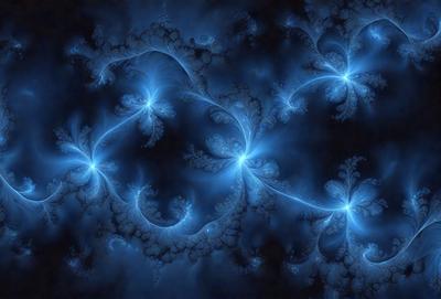The primary subject of the image is a blue and white swirling pattern, which appears to be a digital art or illustration. The setting is a dark blue background, creating a contrasting and visually striking scene. The visual style is a combination of digital art and illustration, with the swirling pattern being the main focus of the image. The colors and mood of the image are predominantly dark blue and white, giving it a somewhat mysterious and intriguing atmosphere.