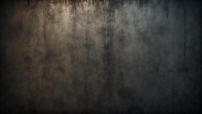 The primary subject of the image is a large, dirty, and textured wall. The setting is a room with a dingy, dirty appearance. The visual style is a close-up of the wall, showcasing its texture and the overall atmosphere is dark and moody.