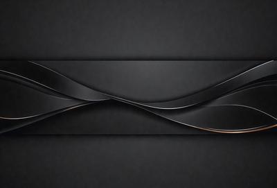The primary subject of the image is a black background with a curved design. The setting is a dark room, and the visual style is a combination of digital art and illustration. The colors are predominantly black, and the overall atmosphere is modern and sleek.