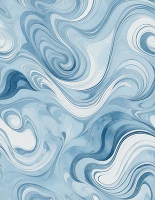 The primary subject of the image is a blue and white swirling pattern, which appears to be a digital art or illustration. The setting is a blue and white background, creating a visually striking contrast. The visual style is modern and artistic, with the swirling pattern being the main focus of the image. The colors and mood are predominantly blue and white, giving the image a clean and sophisticated appearance.
