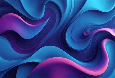 The primary subject of the image is a blue and purple abstract painting. The setting is a wall, and the visual style is a painting. The dominant colors in the painting are blue and purple, creating a calming and serene atmosphere.