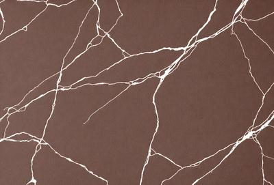 The primary subject of the image is a brown wall with a pattern of white lines on it. The setting is indoors, and the visual style appears to be a combination of a photo and a drawing. The dominant colors are brown and white, creating a warm and earthy atmosphere.