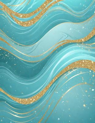 The primary subject of the image is a blue and gold swirl pattern. The setting is a blue background, and the visual style appears to be a digital art or illustration. The dominant colors are blue and gold, creating a vibrant and lively atmosphere.