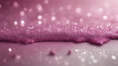 The primary subject of the image is a close-up of a pink surface with glittery, sparkling particles on it. The setting appears to be a pink background, and the visual style is a close-up of the pink surface with the glittery particles. The colors and mood of the image are predominantly pink, with a sparkling and glittery appearance.