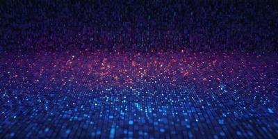 The primary subject of the image is a colorful, digital artwork featuring a purple, blue, and orange gradient. The setting is a dark background, which contrasts with the vibrant colors of the artwork. The visual style is a combination of digital art and illustration, creating a unique and eye-catching pattern. The colors and mood of the image are lively and energetic, with the purple, blue, and orange hues evoking a sense of excitement and creativity.