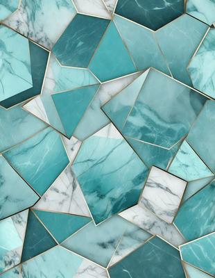 The primary subject of the image is a blue and white marble tile. The setting is a bathroom, with the tiles covering the walls and floor. The visual style is a close-up of the tiles, showcasing their intricate design and texture. The dominant colors are blue and white, creating a clean and elegant atmosphere.