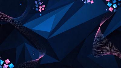The primary subject of the image is a geometric pattern, which is displayed in a dark blue background. The setting appears to be a nighttime scene, with the geometric pattern creating a visually striking contrast against the dark background. The visual style of the image is a combination of digital art and illustration, giving it a modern and artistic appearance. The dominant colors in the image are dark blue and purple, creating a moody and atmospheric mood.