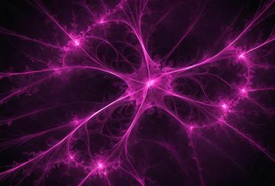 The primary subject of the image is a purple, pink, and red nebula, which is a three-dimensional structure of interstellar gas and dust. The setting is a dark background, which contrasts with the vibrant colors of the nebula. The visual style is a combination of digital art and illustration, creating a unique and captivating representation of the celestial object. The colors and mood of the image are predominantly purple, pink, and red, which evoke a