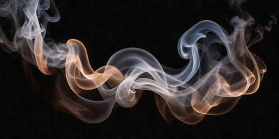 The primary subject of the image is a smoke trail, which appears to be a combination of smoke and steam. The setting is a dark background, which contrasts with the smoke trail, creating a dramatic effect. The visual style of the image is a blend of photo and digital art, giving it a unique and artistic appearance. The colors and mood of the image are predominantly dark, with the smoke trail being the main focus and creating a sense of movement and dynamism.