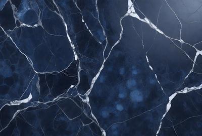The primary subject of the image is a blue marble wall with a white and blue pattern. The setting is a room with a blue and white marble wall, and the visual style is a photo. The dominant colors are blue and white, creating a calm and serene atmosphere.