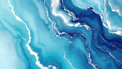 The primary subject of the image is a blue and white ocean wave. The setting is the ocean, with the wave being the main focus of the image. The visual style is a combination of photo and digital art, creating a realistic yet artistic representation of the ocean wave. The dominant colors are blue and white, giving the image a calming and serene atmosphere.