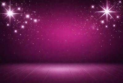 The primary subject of the image is a purple wall with a pink background. The setting is a stage or a theater, as indicated by the presence of a curtain. The visual style is a combination of a photo and digital art, creating a unique and artistic representation of the scene. The colors and mood of the image are predominantly purple and pink, giving it a warm and inviting atmosphere.