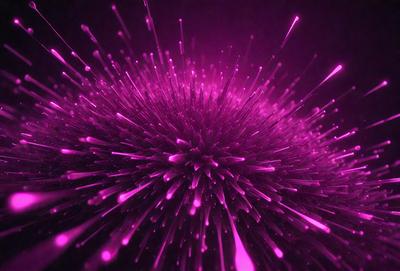 The primary subject of the image is a purple, pink, and white cluster of brightly colored, glowing, and sparkling lights. The setting is a dark background, which contrasts with the vibrant colors of the lights. The visual style appears to be a combination of digital art and illustration, creating a unique and eye-catching pattern. The colors and mood of the image are predominantly purple and pink, giving it a warm and inviting atmosphere.