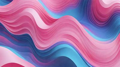 The primary subject of the image is a colorful, abstract design featuring a mix of pink, blue, and purple hues. The setting is a blue and pink background, which adds to the vibrant atmosphere of the artwork. The visual style appears to be a combination of digital art and illustration, creating a unique and eye-catching pattern. The colors and mood of the image are lively and energetic, evoking a sense of movement and creativity.