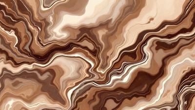 The primary subject of the image is a marble-like pattern, which is the main object, scene, or focus of the image. The setting or background features a brown and white marbled surface, which adds to the visual style of the image. The colors and mood of the image are predominantly brown and white, creating a sense of natural beauty and elegance.