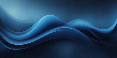 The primary subject of the image is a blue wave, which is the main focus of the scene. The setting is a dark blue background, creating a moody atmosphere. The visual style is a digital art or illustration, as the wave is depicted in a detailed and artistic manner. The dominant colors are blue and black, with the blue wave being the most prominent feature in the image.
