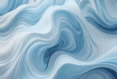 The primary subject of the image is a large, swirling mass of blue and white waves. The setting is a vast, open ocean, with the waves creating a dynamic and captivating scene. The visual style is a combination of photo and digital art, as the waves are captured in a detailed and intricate manner. The dominant colors are blue and white, creating a sense of depth and tranquility in the image.