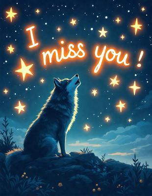 The primary subject of the image is a wolf, which is the main object, scene, or focus of the image. The wolf is sitting on a rock, surrounded by a night sky filled with stars. The setting/background features a dark, star-filled sky, which creates a sense of mystery and wonder. The visual style of the image is a digital art or illustration, as it is a well-crafted and detailed representation of the wolf and its surroundings. The colors and mood of the image are pre