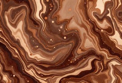 The primary subject of the image is a close-up of a brown and black marbled stone. The setting is a natural environment, with the stone being the main focus of the image. The visual style is a close-up of the stone, showcasing its unique pattern and texture. The colors and mood of the image are predominantly brown and black, giving it a natural and earthy appearance.