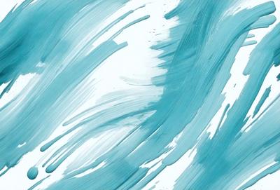 The primary subject of the image is a painting of a blue ocean with white waves. The setting is a white background, and the visual style appears to be a digital art or illustration. The dominant colors are blue and white, creating a serene and calming atmosphere.