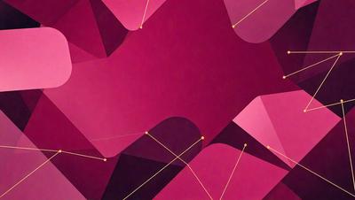 The primary subject of the image is a purple and pink geometric pattern. The setting is a wall, and the visual style is a digital art or illustration. The dominant colors are purple and pink, creating a warm and vibrant atmosphere.