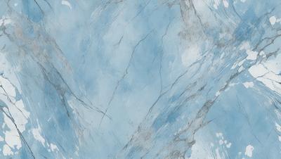 The primary subject of the image is a blue and white marble wall. The setting is a room with a blue and white marble wall, which serves as the background. The visual style is a painting, and the colors and mood are predominantly blue and white, creating a calm and serene atmosphere.
