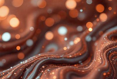 The primary subject of the image is a close-up of a swirling, flowing pattern with a brown background. The setting appears to be a digital art or illustration, as the colors and mood are rich and vibrant. The visual style is a combination of a photo and a pattern, creating a unique and captivating scene.