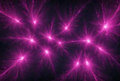 The primary subject of the image is a cluster of bright pink lights, which are the main objects in the scene. The lights are arranged in a pattern, creating a visually appealing and vibrant display. The setting is a dark background, which contrasts with the bright lights, emphasizing their glow. The visual style of the image is a combination of digital art and illustration, as the lights are depicted in a stylized manner. The dominant colors in the image are pink, creating a warm and inviting