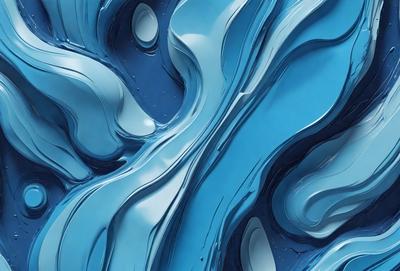 The primary subject of the image is a blue, swirling, and flowing pattern. The setting is a blue background, and the visual style appears to be a digital art or illustration. The dominant colors are blue and white, creating a calm and soothing atmosphere.
