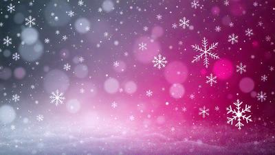 The primary subject of the image is a snowy scene with a pink background. The setting is a winter landscape with a focus on the falling snow. The visual style is a combination of a photo and digital art, creating a unique and captivating atmosphere. The dominant colors are pink and white, with the snow adding a touch of coldness to the overall mood.