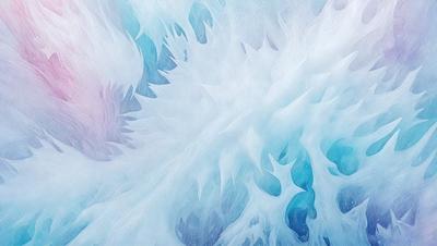 The primary subject of the image is a blue and white painting of a frozen landscape. The painting features a mix of blue and white colors, creating a cold and icy atmosphere. The setting is a frozen ocean, with the painting capturing the beauty of the frozen landscape. The visual style of the painting is a combination of digital art and illustration, giving it a unique and artistic appearance.