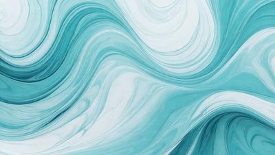 The primary subject of the image is a blue and white painting of a wave. The setting is a white background, and the visual style appears to be a digital art or illustration. The dominant colors in the painting are blue and white, creating a calming and serene atmosphere.