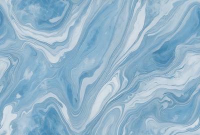 The primary subject of the image is a blue and white marbled tile. The setting is a bathroom, as indicated by the presence of the marbled tile. The visual style is a close-up of the tile, showcasing its intricate design. The dominant colors are blue and white, creating a calm and soothing atmosphere.