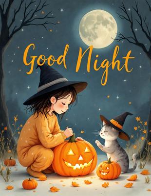 Primary subject: A girl holding a pumpkin.

Setting/background: A night scene with a full moon in the background.

Visual style: Digital art.

Colors and mood: The image is in black and white, giving it a classic and timeless feel. The girl is holding a pumpkin, which adds a touch of Halloween and autumn to the scene.