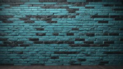 The primary subject of the image is a blue brick wall. The setting is a room with a blue brick wall as the main focus. The visual style is a photo, and the dominant colors are blue and black. The overall atmosphere is calm and serene.