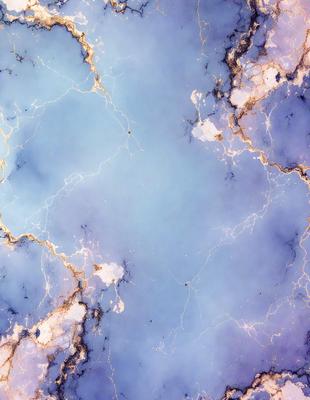 The primary subject of the image is a blue marble wall with a pattern of lightning bolts. The setting is a room with a blue background, and the visual style is a photo. The dominant colors are blue and white, creating a calm and serene atmosphere.