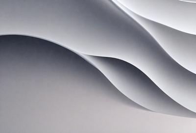 The primary subject of the image is a large, curved, and white wall. The setting is a room with a gray background. The visual style is a combination of a photo and digital art, creating a unique and artistic representation of the wall. The dominant colors are white and gray, giving the image a clean and minimalist appearance.