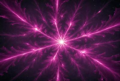 The primary subject of the image is a large, pink, swirling pattern that resembles a flower or a galaxy. The setting is a dark background, which contrasts with the vibrant pink color of the pattern. The visual style appears to be a combination of digital art and illustration, creating a unique and captivating image. The dominant colors are pink and purple, giving the scene a warm and inviting atmosphere.