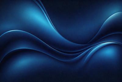 The primary subject of the image is a blue wave, which is the main object, scene, or focus of the image. The setting or background is a dark blue sky, and the visual style appears to be a digital art or illustration. The dominant colors and overall atmosphere are a mix of blue and dark blue, creating a sense of depth and tranquility.
