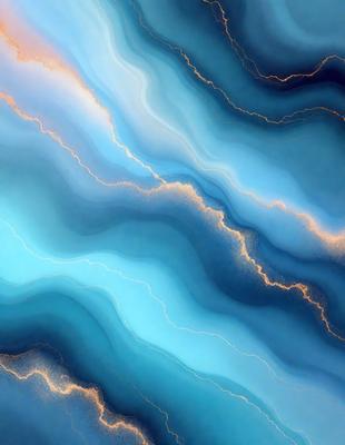 The primary subject of the image is a blue and white swirling pattern, which appears to be a digital art or illustration. The setting is a blue and white marbled surface, and the visual style is a combination of digital art and illustration. The dominant colors in the image are blue and white, creating a calming and serene atmosphere.